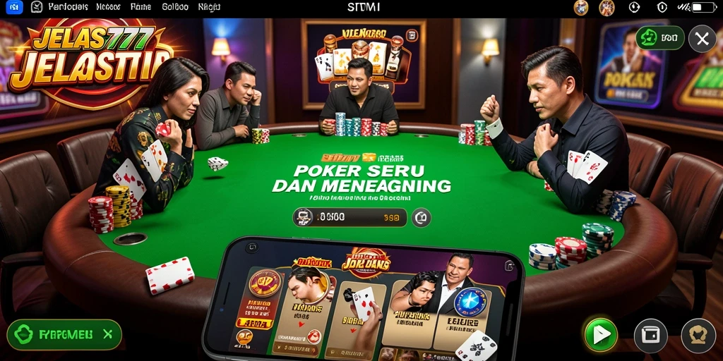 Tampilan permainan poker seru dalam JELAS777 dengan grafis memukau.