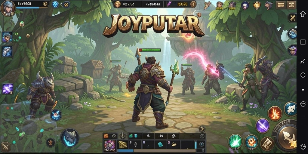 Screenshot gameplay JOYPUTAR yang menunjukkan pertempuran epik dalam MMORPG.