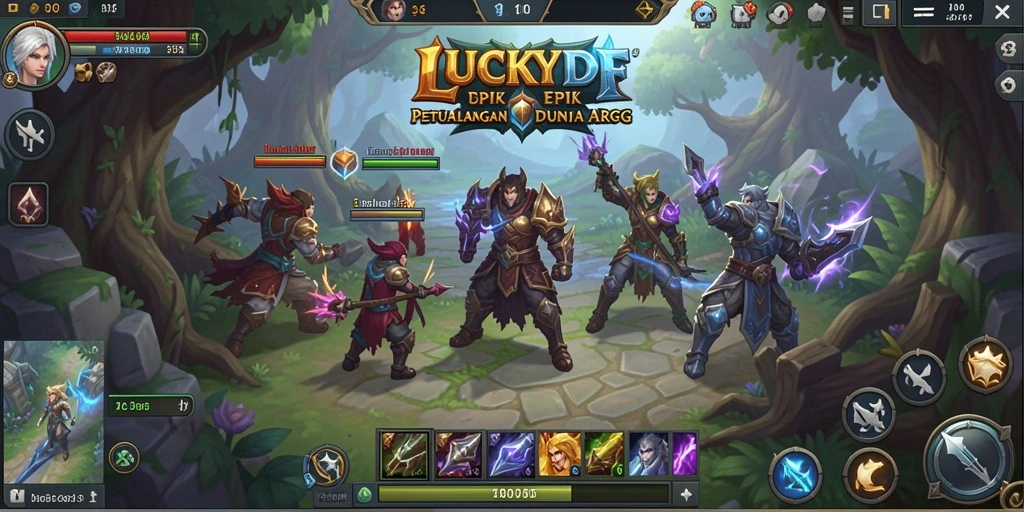 Screenshot utama LUCKYDF menampilkan aksi pertempuran yang mendebarkan dalam ARPG.