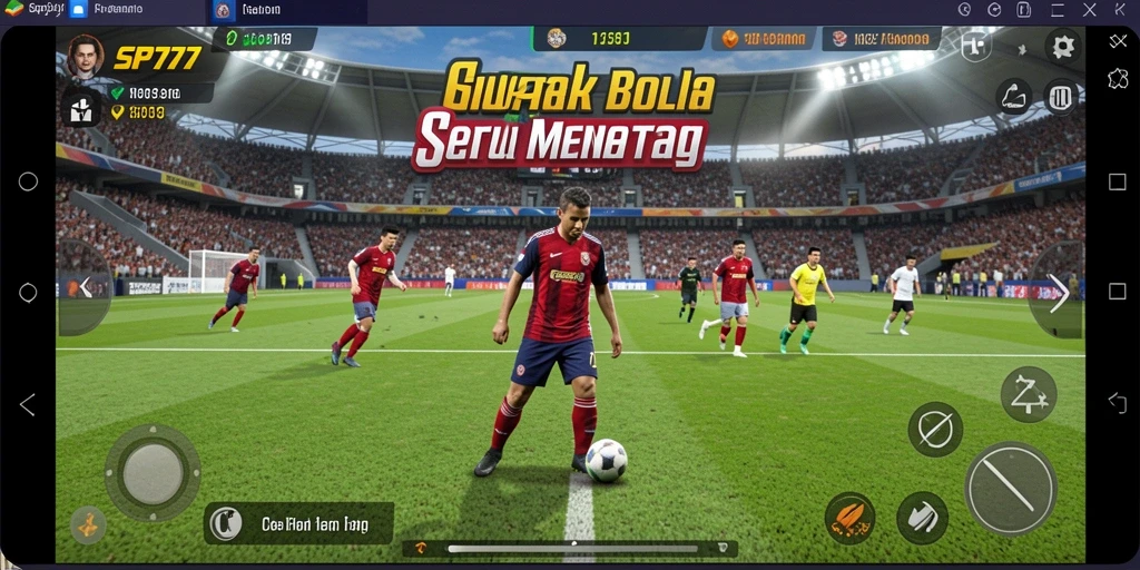 Tampilan gameplay SP777 dengan aksi sepak bola yang mendebarkan.