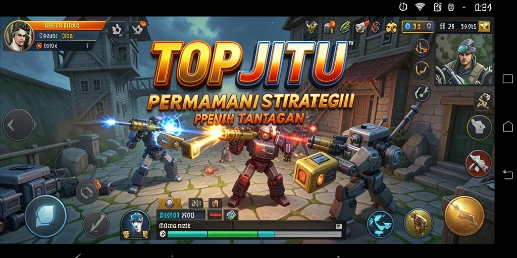 Tampilan gameplay TOPJITU menampilkan pertempuran strategis yang seru.